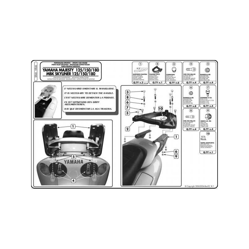 Stelaż kufru centralnego do Yamaha Majesty 125/150/180 (01-11) - bez płyty