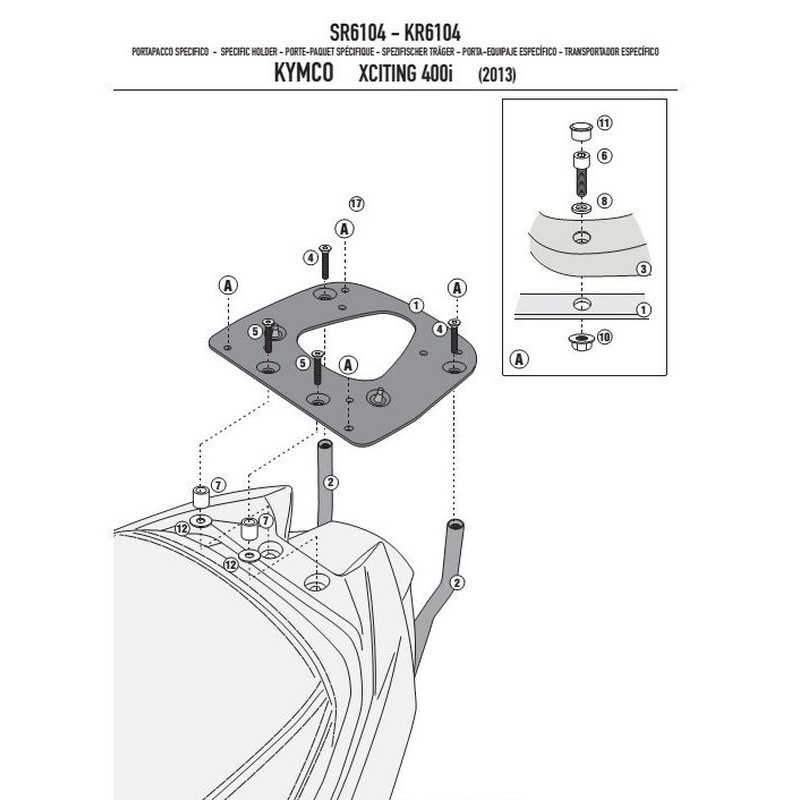 Stelaż kufru centralnego Kappa do Kymco Xciting 400i (13-15) z płytą Monokey
