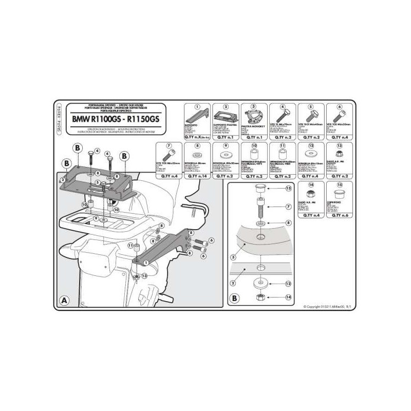 Stelaż kufrów centralnych Kappa do BMW R 1100GS, R 1150GS (94-03)