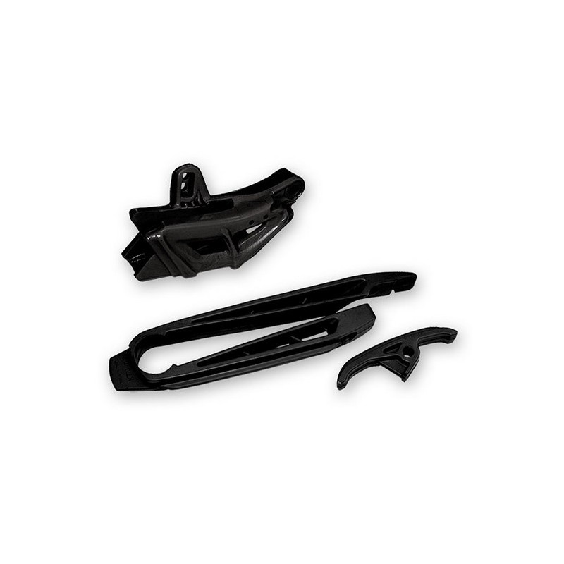 Komplet Ślizg UFO (Mały i Duży) + Prowadnica Łańcucha KTM SX/SXF '07-'10, EXC/EXC-F '08-'10 - Kolor Czarny