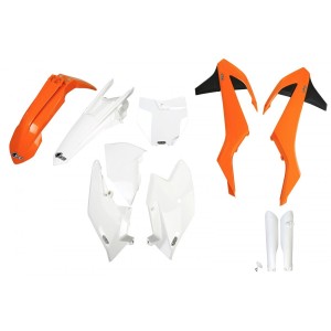 Komplet plastików UFO KTM SX/SXF '16-'18 z osłonami teleskopów OEM