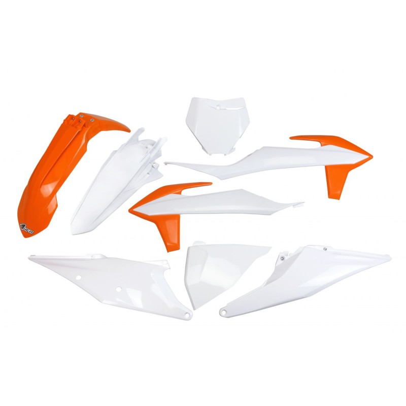 UFO KOMPLET PLASTIKÓW KTM SX 125/150/250 '19-'22, SXF 250/350/450 '19-'22 OEM '20 (POMARAŃCZOWY/BIAŁY)