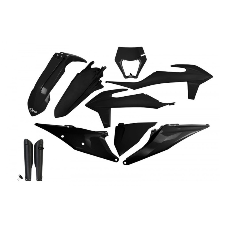 Komplet plastików UFO z osłonami teleskopów KTM EXC 125/250/300 TPI '20-'23, EXC-F