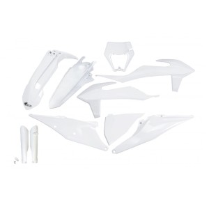 UFO KOMPLET PLASTIKÓW Z OSŁONAMI TELESKOPÓW KTM EXC 125 \'20-\'21, EXC 250 / 300 TPI \'20-\'23, EXC-F