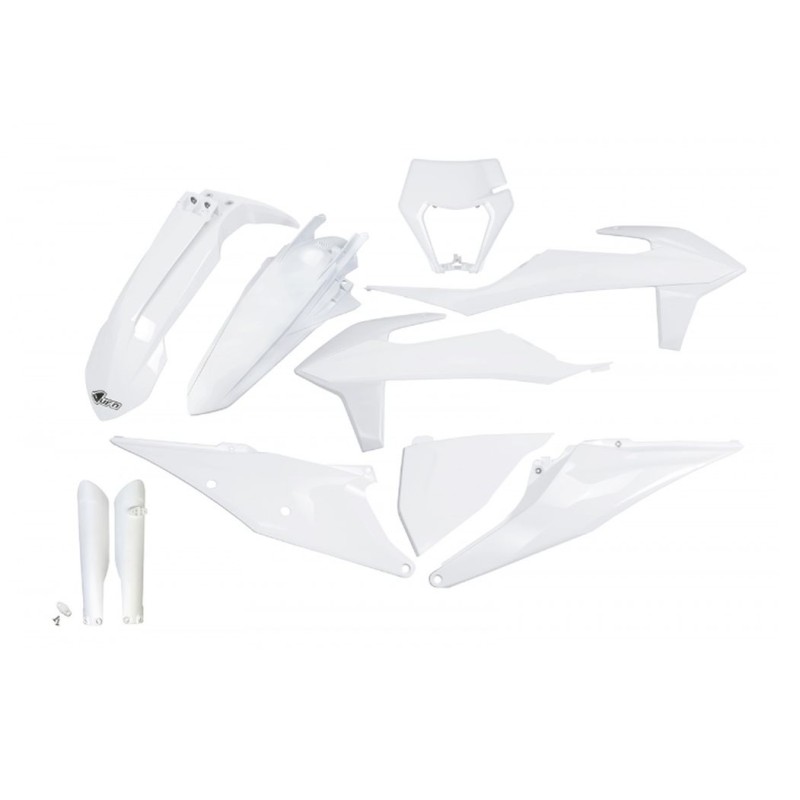 UFO KOMPLET PLASTIKÓW Z OSŁONAMI TELESKOPÓW KTM EXC 125 \'20-\'21, EXC 250 / 300 TPI \'20-\'23, EXC-F
