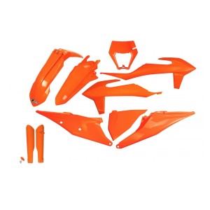 UFO KOMPLET PLASTIKÓW Z OSŁONAMI TELESKOPÓW KTM EXC 125 '20-'21, EXC 250 / 300 TPI '20-'23, EXC-F