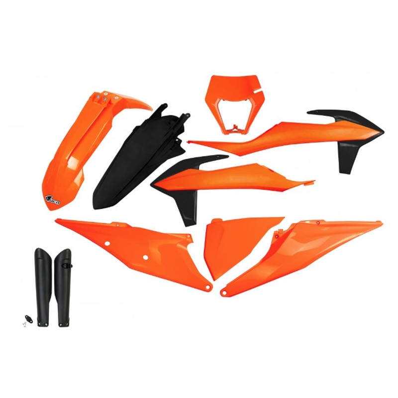 UFO Komplet Plastików z Osłonami Teleskopów KTM EXC 125 '20-'21, EXC 250 / 300 TPI '20-'23, EXC-F