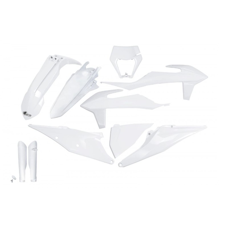 Komplet plastików UFO z osłonami teleskopów KTM EXC 125/250/300 TPI '20-'23, EXC-F