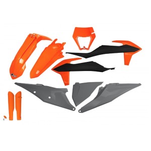 Komplet plastików UFO z osłonami teleskopów KTM EXC 125 '20-'21, EXC 250 / 300 TPI '20-'23, EXC-F