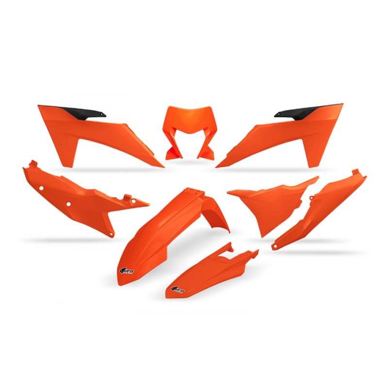 UFO KOMPLET PLASTIKÓW KTM EXC 150 / 250 / 300 TBI '24-'25, EXC-F 250 / 350 / 450 / 500 '24-'25 - KOLOR POMARAŃCZOWY