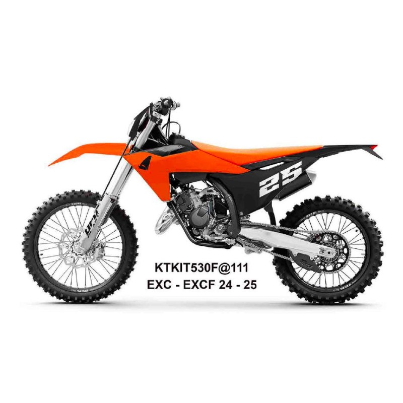 UFO 2025/11 KOMPLET PLASTIKÓW Z OSŁONAMI TELESKOPÓW (AMORTYZATORÓW) KTM EXC 150 / 250 / 300 TBI '24-'25, EXC-F 250