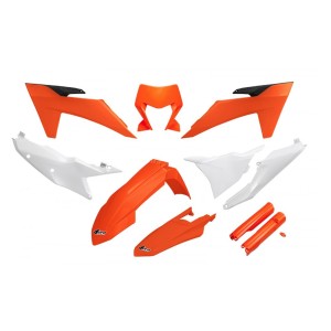 UFO KOMPLET PLASTIKÓW Z OSŁONAMI TELESKOPÓW KTM EXC 150/250/300 TBI '24-'25, EXC-F 250/350