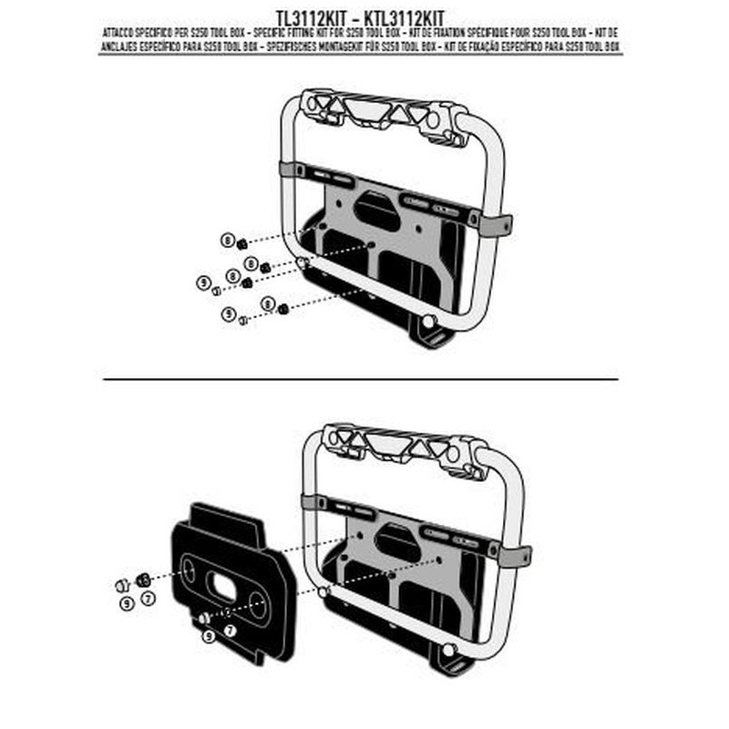Mocowanie skrzynki narzędziowej KS250 do stelaży KL3105 oraz KL3112