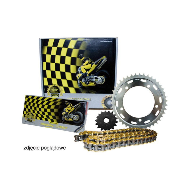 regina zestaw napędowy yamaha mt-07 (14-20), yamaha xsr 700 (16-20) (16/43/108/525zrt) łańcuch do 900 ccm złoty (z-ring), zębatk