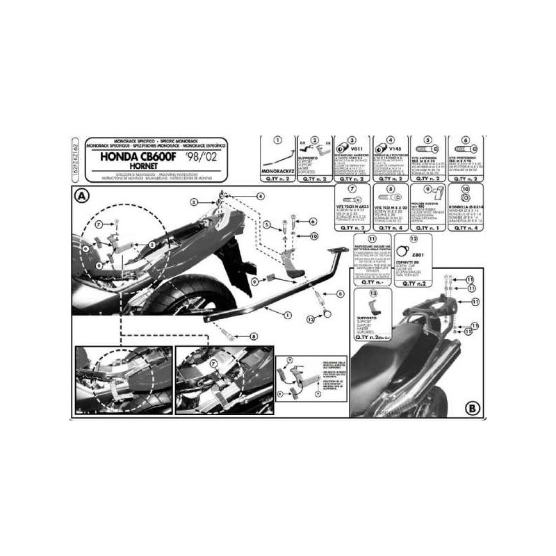 Stelaż kufru centralnego Honda CB 600 Hornet (98-02) - bez płyty