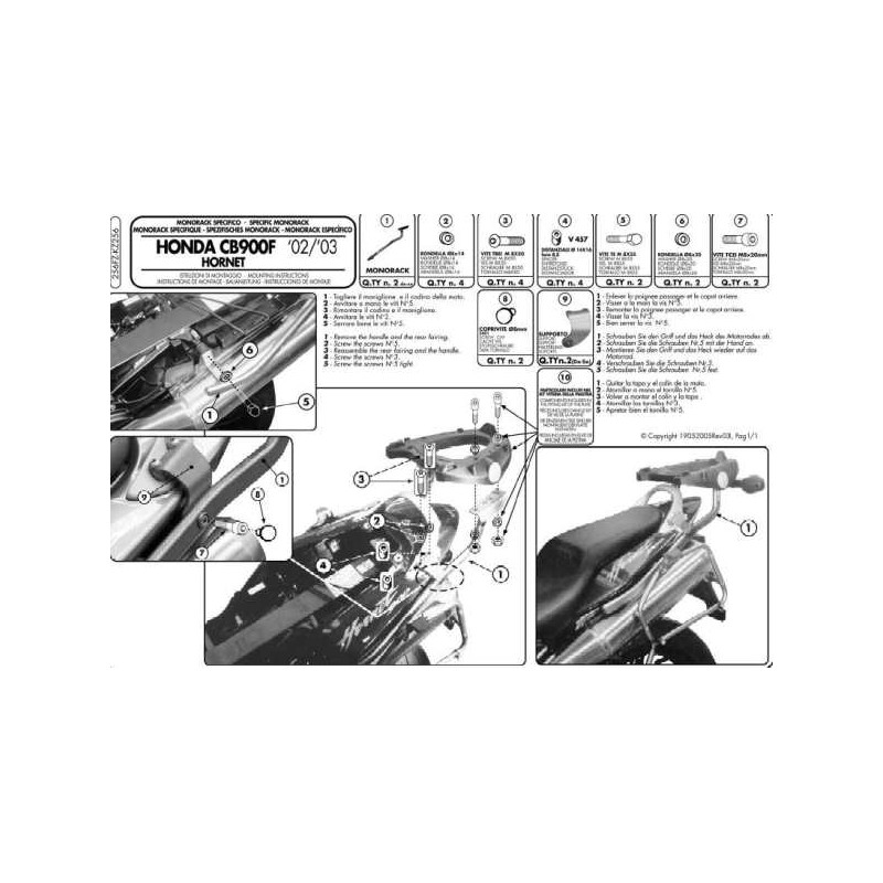 Stelaż kufrów centralnych do Honda CB 900 Hornet (02-07) - bez płyty