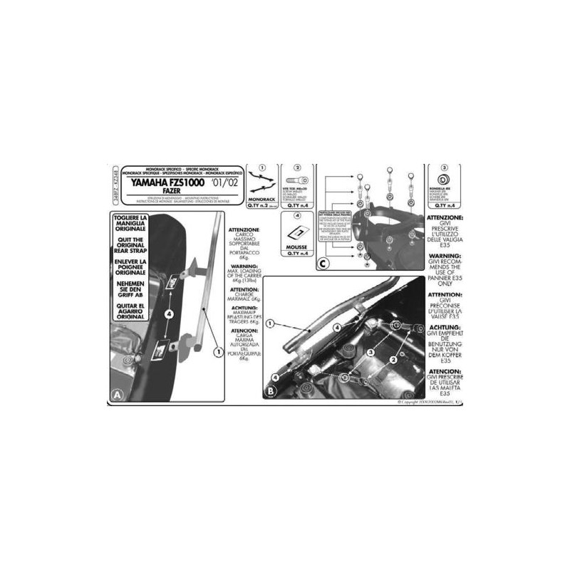 Stelaż kufru centralnego do Yamahy FZS 1000 Fazer (01-05)