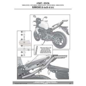 Stelaż kufra centralnego Kappa do Kawasaki ER-6N / ER-6F 650 (12-16) - bez płyty