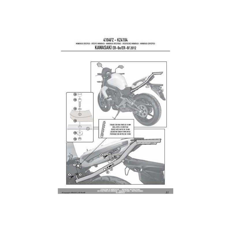 Stelaż kufra centralnego Kappa do Kawasaki ER-6N / ER-6F 650 (12-16) - bez płyty