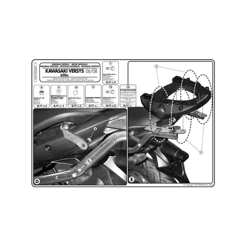 Stelaż kufrów centralnych do Kawasaki Versys 650 (06-09)