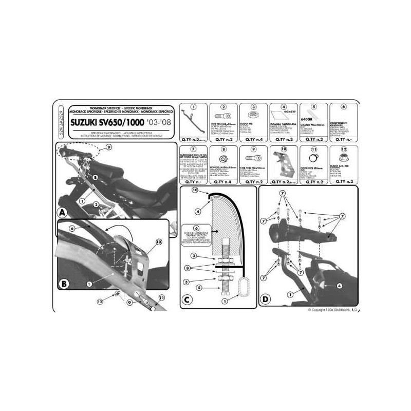 Stelaż kufru centralnego Suzuki SV 650 / S '03-'08 SV 1000 '03-'07