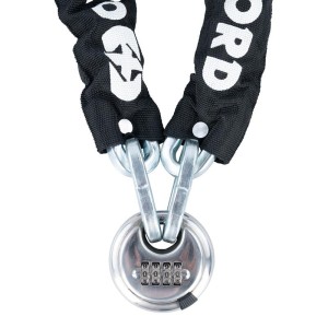 OXFORD PROMOCJA ŁAŃCUCH ZABEZPIECZENIE ANTYKRADZIEŻOWE Z KŁÓDKĄ NA SZYFR 9.5mm x 1.5m