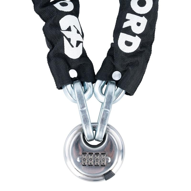 OXFORD PROMOCJA ŁAŃCUCH ZABEZPIECZENIE ANTYKRADZIEŻOWE Z KŁÓDKĄ NA SZYFR 9.5mm x 1.5m