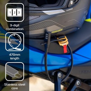 Oxford zabezpieczenie antykradzieżowe Combi do kasku, roweru, kolor czarny