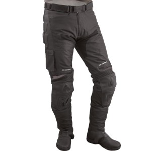 ROLEFF WIELKA PROMOCJA SPODNIE TEKSTYLNO-SKÓRZANE Z MEMBRANĄ WIND-TEX I THERMO MODEL RO490 KOLOR CZARNY ROZMIAR S