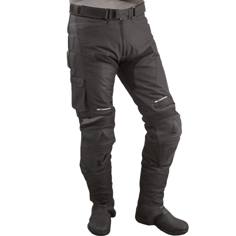 ROLEFF WIELKA PROMOCJA SPODNIE TEKSTYLNO-SKÓRZANE Z MEMBRANĄ WIND-TEX I THERMO MODEL RO490 KOLOR CZARNY ROZMIAR S