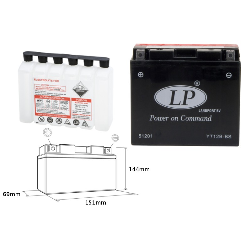 Akumulator YT12B-BS 12V 11AH 151x70x130 - bezobsługowy, elektrolit osobno