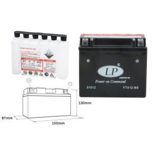 LANDPORT AKUMULATOR YTX12-BS 12V 10AH BEZOBSŁUGOWY - ELEKTROLIT OSOBNO