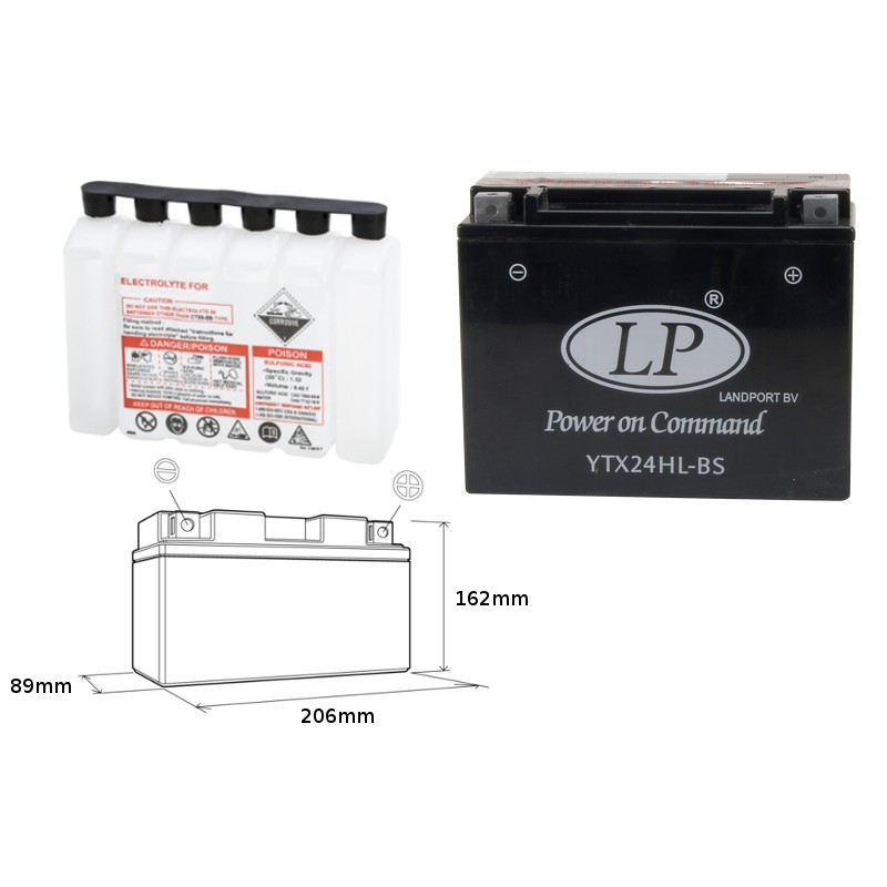 Akumulator YTX24HL-BS 12V 24AH - Elektrolit osobno - Bezobsługowy