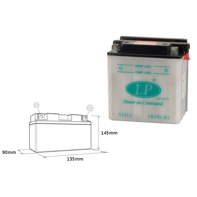 Landport Akumulator YB10L-B2 12V 11Ah - Bez Elektrolitu