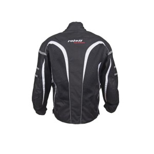 ROLEFF PROMOCJA Kurtka Tekstylna Krótka Letnia z Wypinaną Membraną Wind-Tex (2w1) Model RO607 Kolor Czarny/Biały Rozmiar 3XL