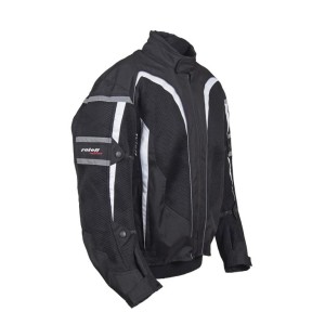 Roleff Promocja Kurtka Tekstylna Krótka Letnia z Wypinaną Membraną Wind-Tex (2w1) Model RO607 Kolor Czarny/Biały Rozmiar XXL