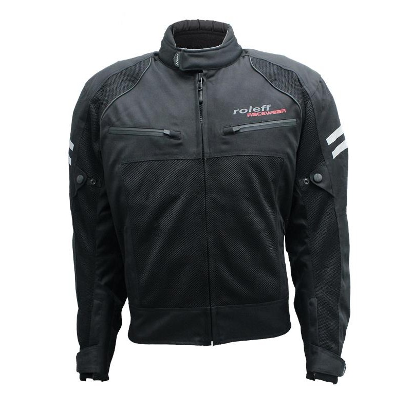 Roleff Promocja Kurtka Tekstylna Krótka z Wypinaną Membraną Wind-Tex Model Mesh (2w1-Wypinana Membrana) Kolor Czarny Rozmiar XL