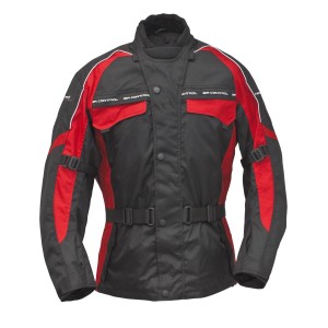 Kurtka tekstylna długa Roleff model Reno, promocja, czarno-czerwona, rozmiar M