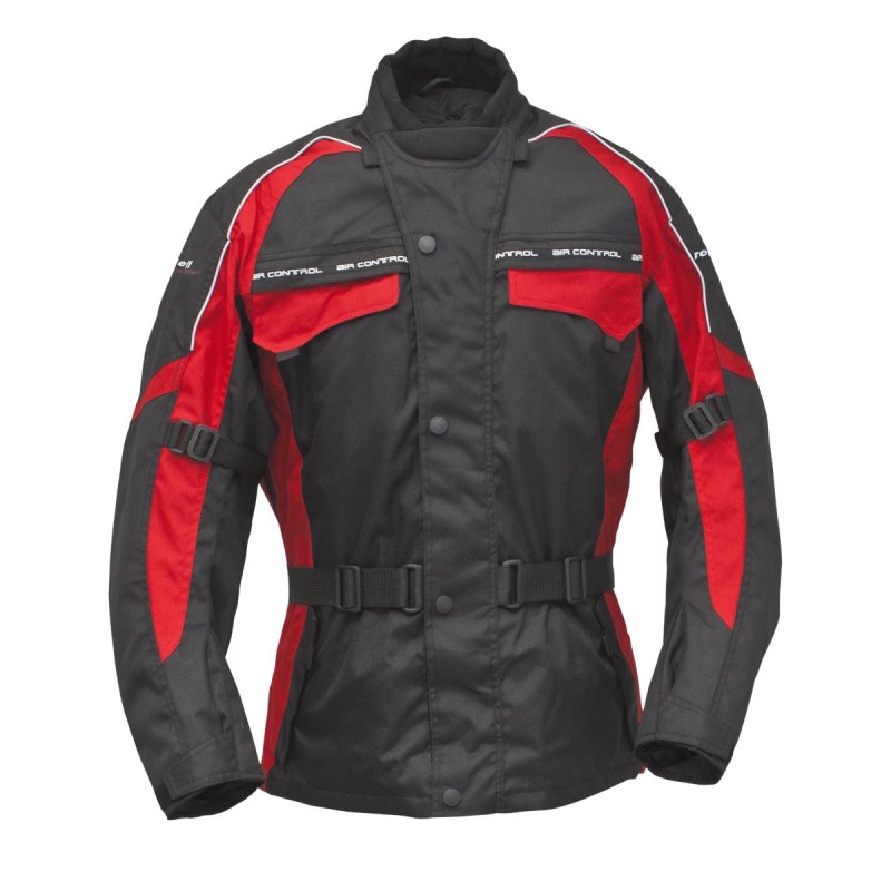 Kurtka tekstylna długa Roleff model Reno, promocja, czarno-czerwona, rozmiar M