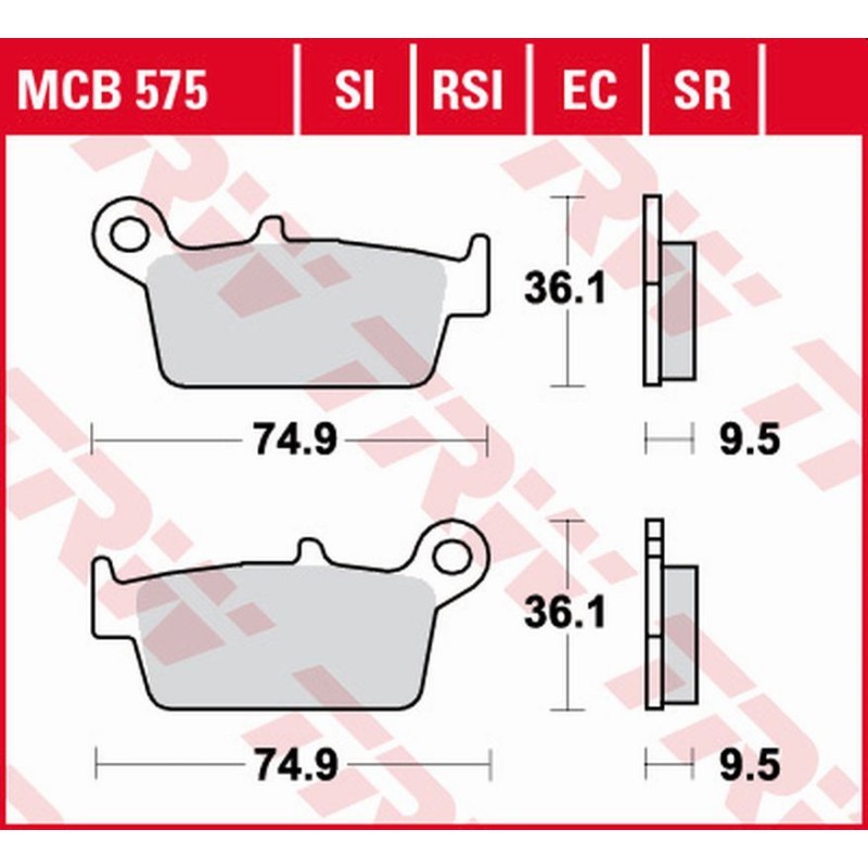 TRW ZF Klocki hamulcowe KH131 Organic Eco Honda CR 125R/250R/500R '87-'01, XR 400R '96-'03, XR 600/650L/R '93-'07, Kawasaki