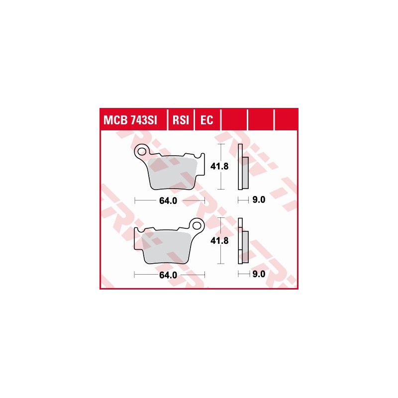 TRW ZF Klocki hamulcowe KH368 organic BMW G 450 X / SMR 08-11, KTM EXC / SX 125 04-16, EXC / SX 250 03-17, EXC 300 04-, EXC 350
