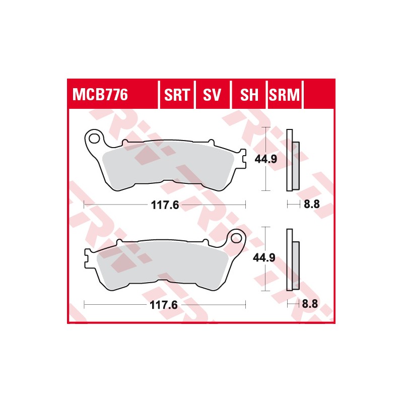 TRW ZF Klocki Hamulcowe KH388 Sinter Street Honda CBF 500 04-08, CBF 600 04-15, NT 700 V 06-13, XL 700 V 08-13, XL 1000 V 04-13