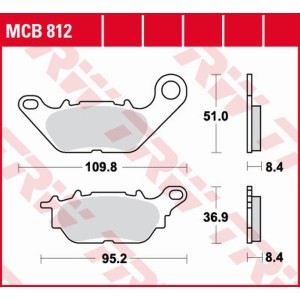 TRW ZF Klocki hamulcowe KH464 Organic Yamaha Delight 115 '13-'16, GPD/LTS/YS 125 '16-, YBR 125 '08-'16, Crypton/Sniper 135