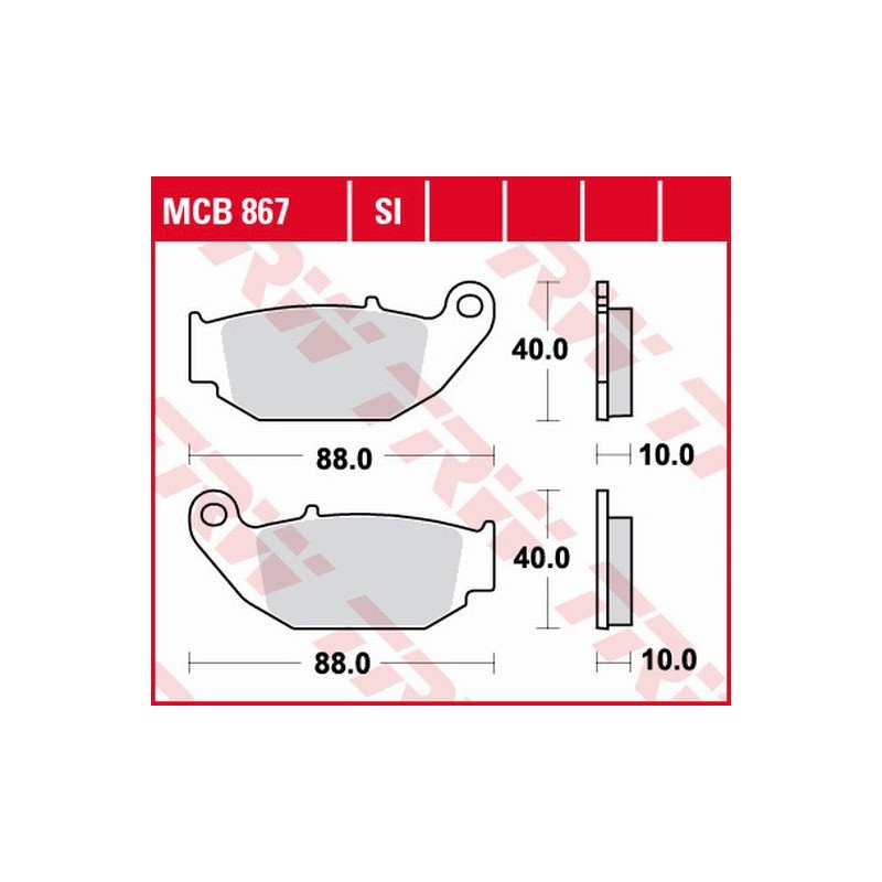 TRW ZF Klocki hamulcowe KH629 Organic Honda CB 125 R / 300 R 18-, CRF 250 L 13-17, Suzuki GSX-R / S 18-, Kove 800 x tył