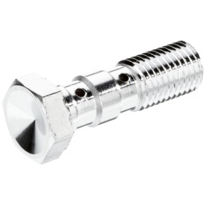 Śruba hydrauliczna do przewodów hamulcowych TRW ZF M10X1,25 podwójna kolor stalowy (chrom) - promocja