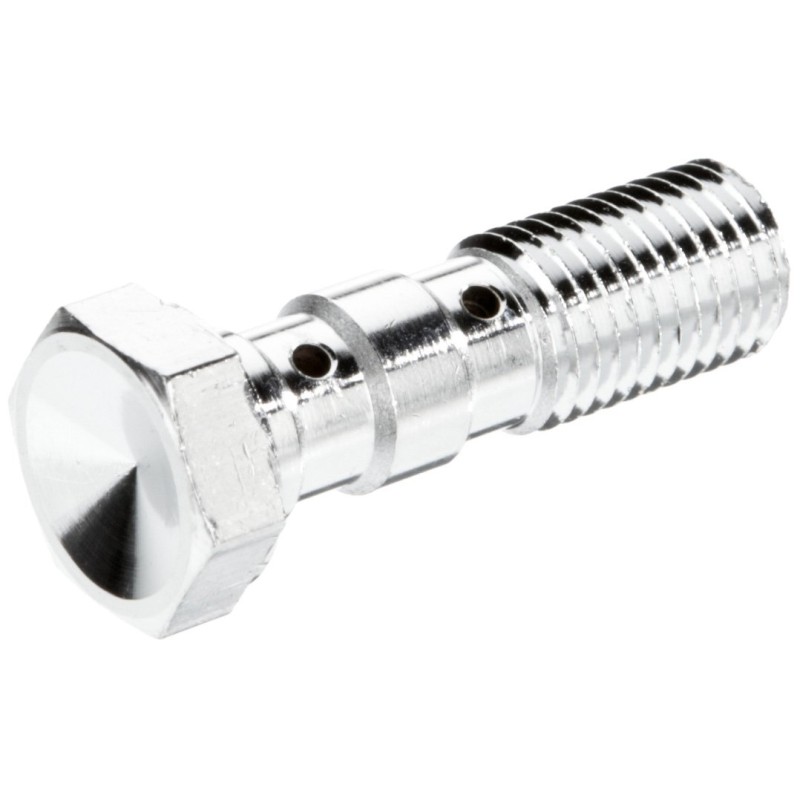 Śruba hydrauliczna do przewodów hamulcowych TRW ZF M10X1,25 podwójna kolor stalowy (chrom) - promocja