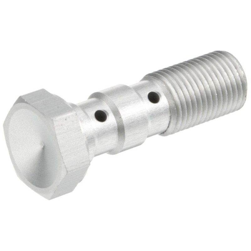 Śruba hydrauliczna do przewodów hamulcowych M10x1,00 podwójna - kolor srebrny