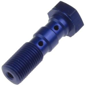 Śruba hydrauliczna do przewodów hamulcowych M10x1,00 podwójna - kolor niebieski (PROMOCJA)