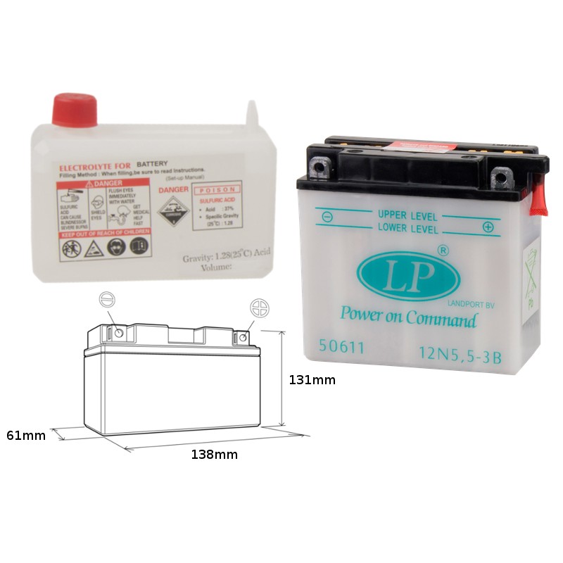 Akumulator LANDPORT 12V 5,5AH - ELEKTROLIT OSOBNO