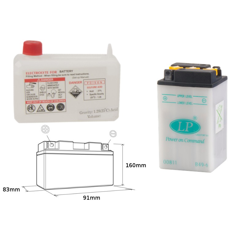 Akumulator Landport B49-6 6V 8AH - Elektrolit osobno